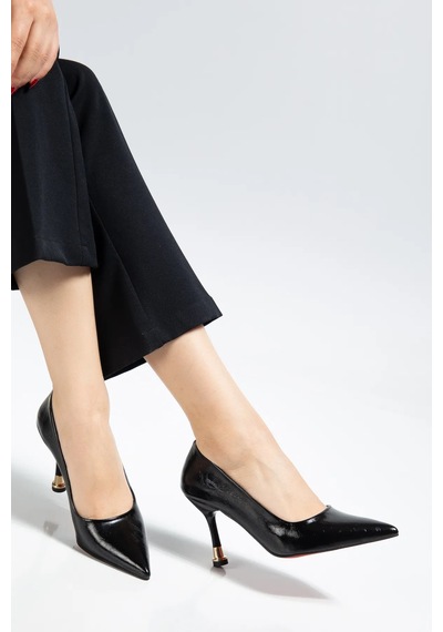 Ketrin Stiletto Rugan Ayakkabı Siyah