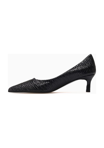 Kuum Kadın Stiletto Ayakkabı 26y K70-4318 Siyah Rugan