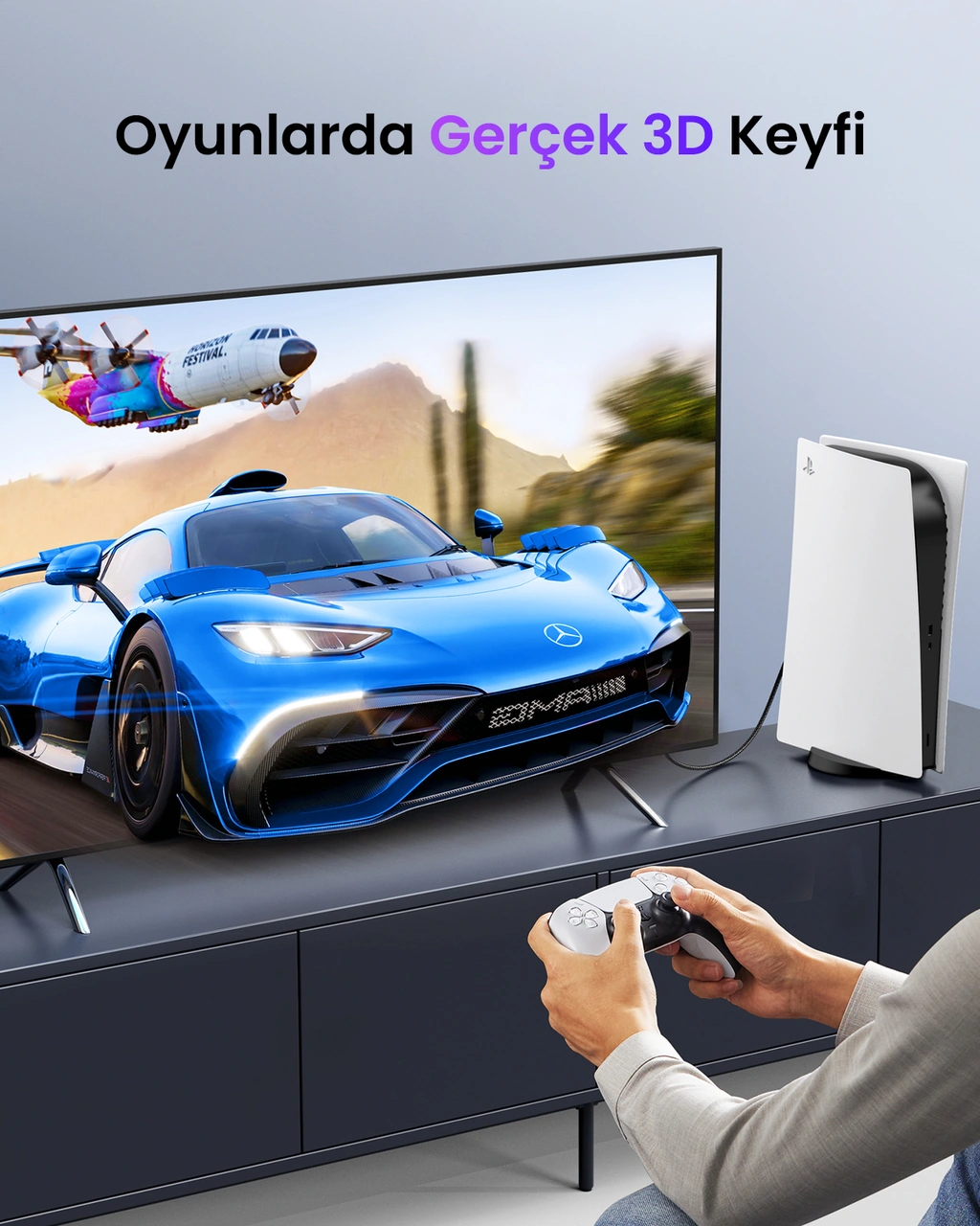 Ugreen 8k 60hz Ultra Hd Hdmı 2.1 Görüntü Aktarma Kablosu, 3 Metre, 80404 -
