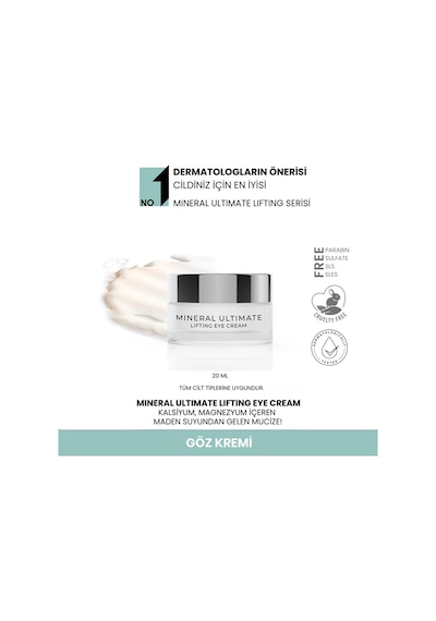 Sheida Mineral Ultimate Göz Kremi 20 Ml Kolajen &amp Hyaluronik Asitli, İnce Çizgi Karşıtı, Cilt Toparlayıc