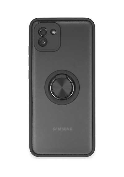 Samsung Galaxy A03 Kılıf Montreal Yüzüklü Silikon Kapak - Siyah 0.2M-Çok Renkli