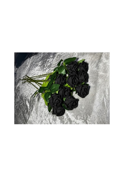 Kaliteli 10 Lu Siyah Yapay Kadife Gül Ev Vazo Dekor Süsü Özel Gün Çiçeği Yapay Çiçek 45-50 Cm Siyah - 929118804 Siyah
