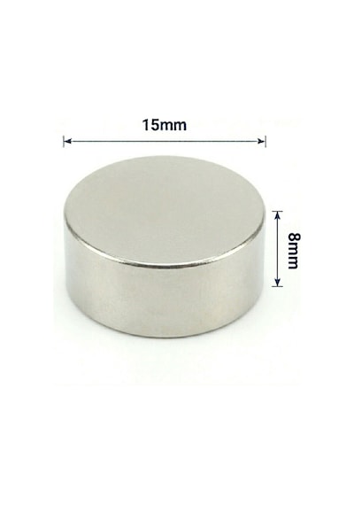 2 Adet - 15x8 Mm Neodyum Mıknatıs Neodim Magnet Yuvarlak