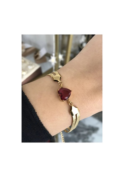Bordo Kalp Detaylı Bileklik