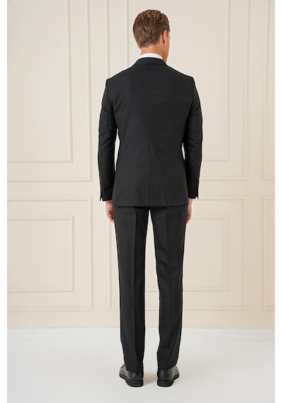 Efor Slim Fit Kırlangıç Yaka Çift Yırtmaçlı Yelekli Klasik Siyah Takım Elbise Tk 895 Siyah Efor Slim Fit Kırlangıç Yaka Çift Yırtmaçlı Yelekli Klasik Siyah Takım Elbise Tk 895 Siyah