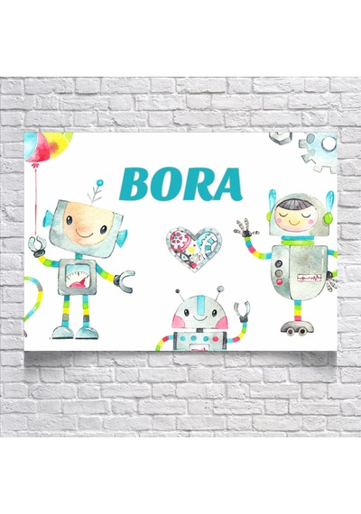 Robot Temalı Doğum Günü Afişi 70x100 Cm
