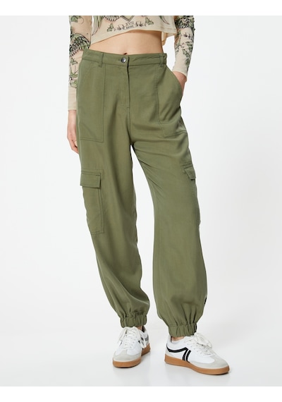 Koton Kargo Jogger Pantolon Cepli Lyocell Kumaş Haki 4sal40039ıw Haki