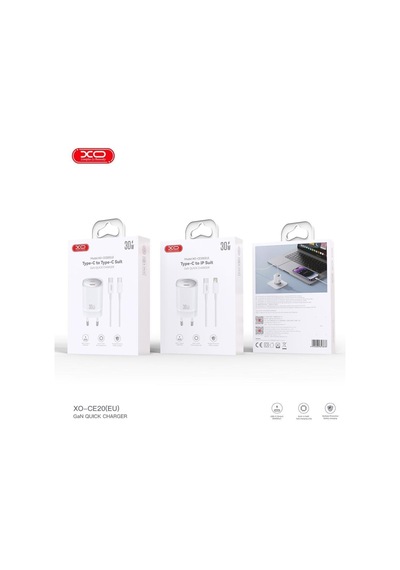 30w Gan Teknolojili Pd Hızlı Şarj Adaptörü Ve Type-c To Lightning Kablolu Şarj Aleti Adaptörü Set