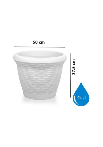 Omnipazar So-hs06 Plastik Hasır Desenli Saksı 42 Lt Kirli Beyaz 6 Adet