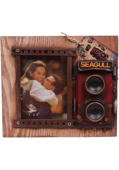 Dekoratif Metal Çerçeve Fotoğraf Makinesi Dekorlu Hediyelik -