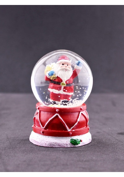 Noel Baba Hediye Torbası Mini Boy Işıklı Yılbaşı Kar Küresi 6.5 Cm 5a