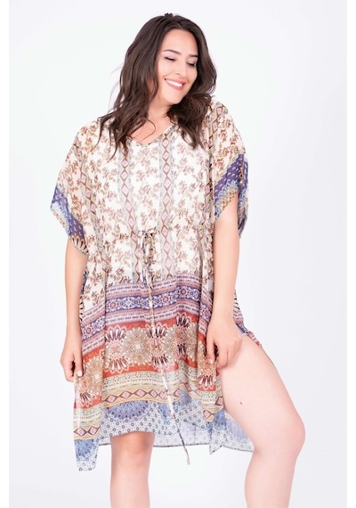 Myline Büzgü Detaylı Kimono-Çok Renkli-Xl Çok Renkli