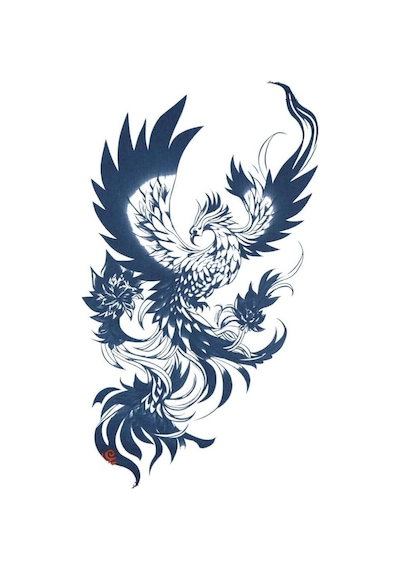 Anka Kuşu Modeli 1 Ay Kalıcı Geçici Dövme - Büyük Boy Gerçekçi Phoenix Tattoo Su Geçirmez Bitkisel Dövme