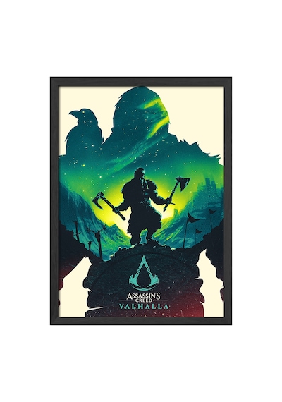 Assassin's Creed Valhalla Siyah Ahşap Çerçeveli Poster, Dekoratif Oyun Duvar Tablosu