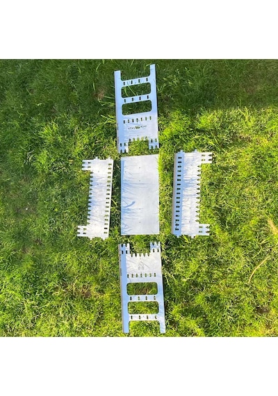 Kamp Ayısı Castlegrill 2mm Galvaniz Çelik, Katlanır, 13 Şiş Kapasiteli Şiş Mangalı Ve Ateş Çukuru Gri