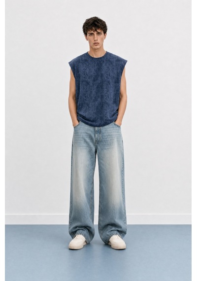 Respire Erkek Yıkamalı Tank Top Atlet Lacivert