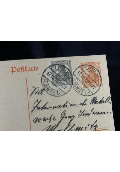 Antiye 1918 Yılından Almanya Germania Pullu 2 1/2 Pfennig Ve Germania 7 1/2 Pfennig Kendinden Pullu Postakartı