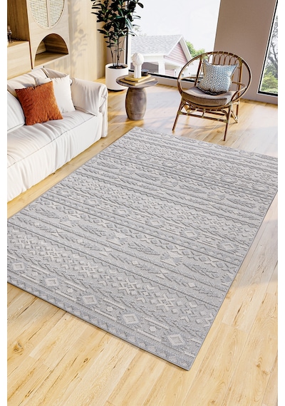 İskandinav Modern Tasarım Sisal Bukle Özel Ölçü Salon Oturma Odası Koridor Halısı Gri Gri Krem