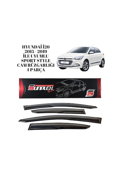 Hyundai İ20 2015 2016 2017 2018 2019 İle Uyumlu Sport Style Cam Rüzgarlığı 4 Parça Sunplex 1 Adet