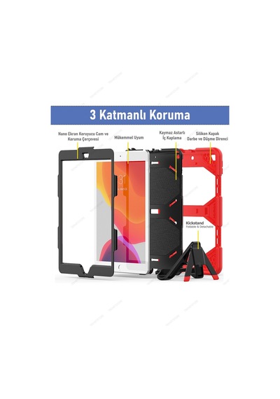 Apple Uyumlu iPad 5. 6. Nesil 2017 2018 9.7" Inc Kılıfı Defender Tank Zırh Silikon Kılıf Ekran Koruyuculu