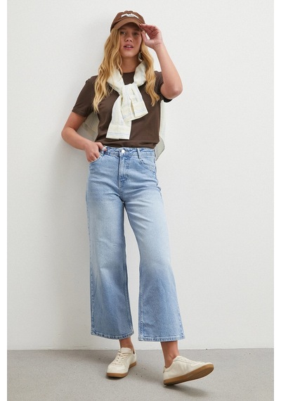 Never More Yüksek Bel Culotte Jean Mavi