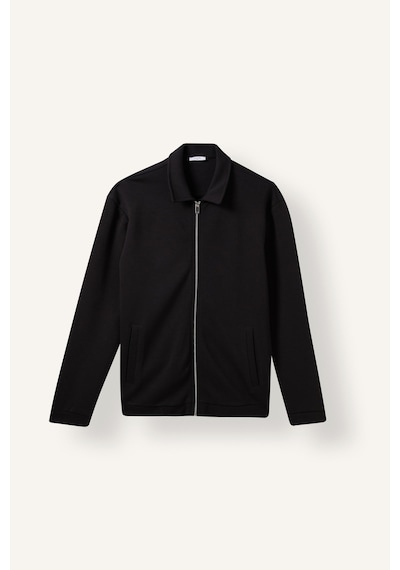 Defacto Regular Fit Polo Yaka Fermuarlı Basic Sweatshirt Hırka H9523ax26wnbk81 Siyah-bk81