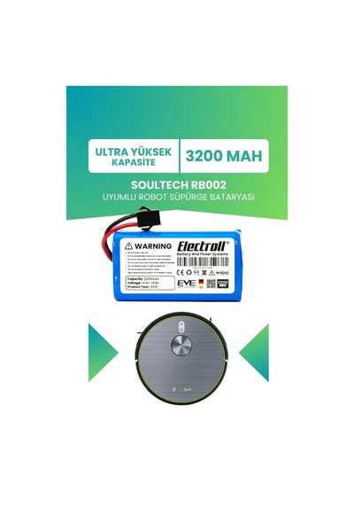 Soultech Rb002 Uyumlu Batarya Ultra Yüksek Kapasite 3200mah Pil Robot Süpürge Bataryası