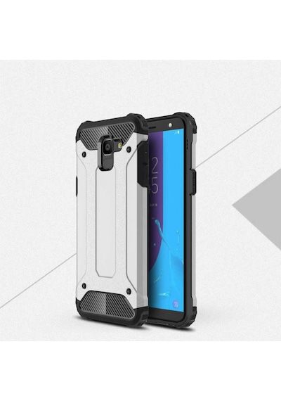 Noktaks - Samsung Galaxy Uyumlu J6 - Kılıf Çift Katman Zırh Tank Crash Military Kapak - Kırmızı
