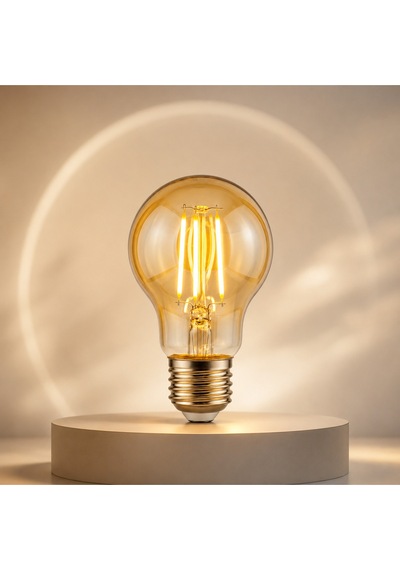 A6 Led Filament Ampul 6w 2700k Amber Cam Sarı Işık 600 Lümen Tekli