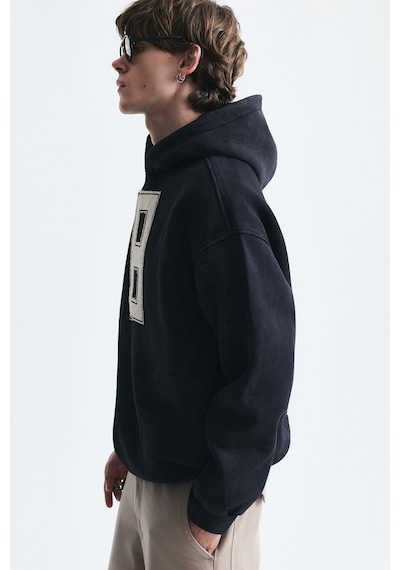Vamos Numara Baskılı Oversize Sweatshirt Siyah