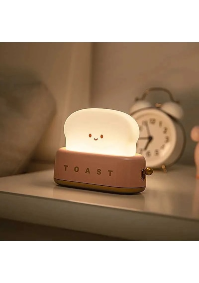 Bakgelal Sevimli Tost Led Gece Lambası Şarjlı Çocuk Odası, Yatak Odası Ve Masa Lambası Renkli