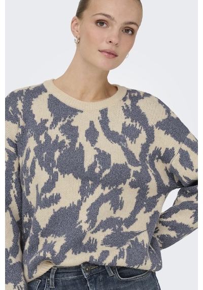 Only Gigi Ls Glitter O-neck Kadın Triko Kazak Işıltılı Bisiklet Yaka Mavi