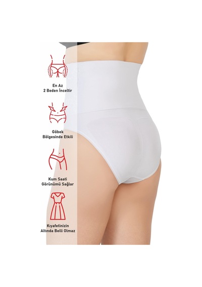 Beyaz Mı Emay 2090 Önü Dantelli Yüksek Bel Slip Korse Beyaz