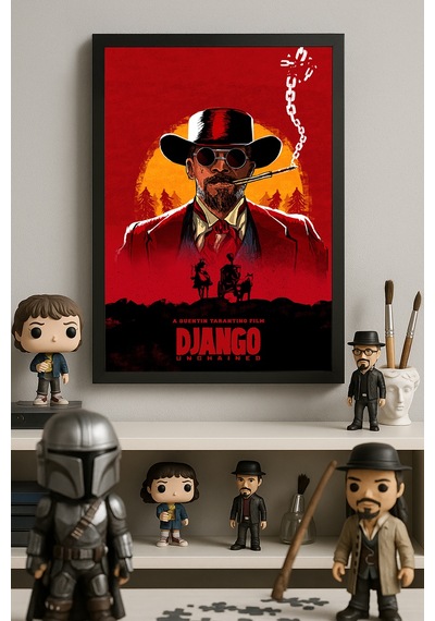 Django Unchained Siyah Ahşap Çerçeveli Poster, Dizi Duvar Tablosu