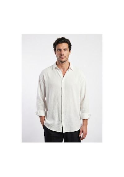 Baselco Amalfi Muslin Oversize Gömlek - Basic Fresh Beyaz + Siyah