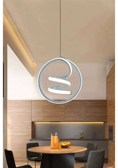 Helezon Modern Tekli Sarkıt Led Avize Antre - Beyaz Işık - Krom Krom