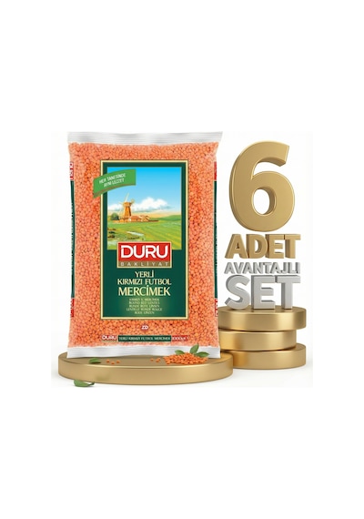 Duru Kırmızı Futbol Mercimek 6x1 Kg