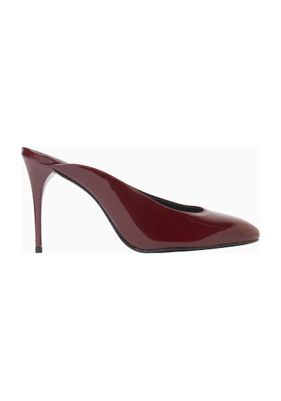 Schutz 100mm Stiletto Topuklu Patent Deri Almond-toe Mules, Günlük Ve Gece Şıklığı Bordo