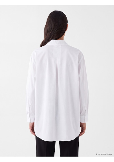 LC Waikiki Lc Waıkıkı Beyaz Oversize Poplin Kadın Gömlek Tunik