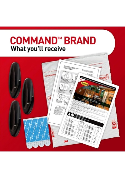 Command Ev Dekoru Ve Oda Dekoru İçin Dış Mekan Büyük Kancaları, Bronz, 2,3 Kg'a Kadar Tutar, 3 Duvar Kancası, 4 H Çok Renkli