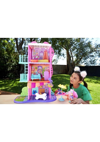 Enchantimals Şehir Evi Ve Kafe Oyun Seti 71 Cm , Bebek, Köpek Figürü Ve Aksesuarlarıyla, 4 Yaş Ve Üzeri Hhc18