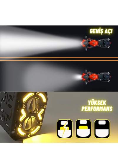 Led Drl Motosiklet Sis Farı Çakarlı Off Road 4 Mod Delici 12v-24v