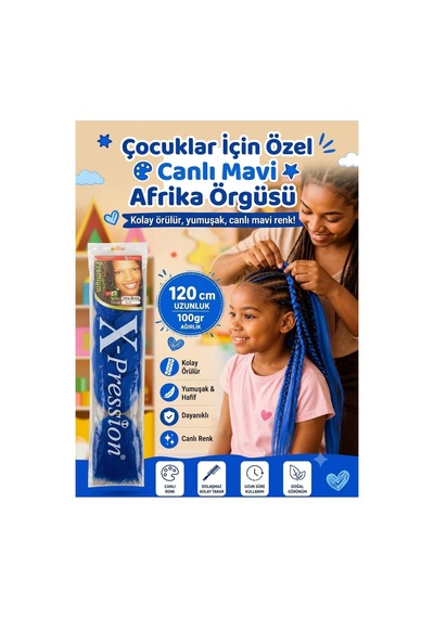 Premium Afrika Örgüsü Saçı 120 Cm 100 Gr - Lacivert