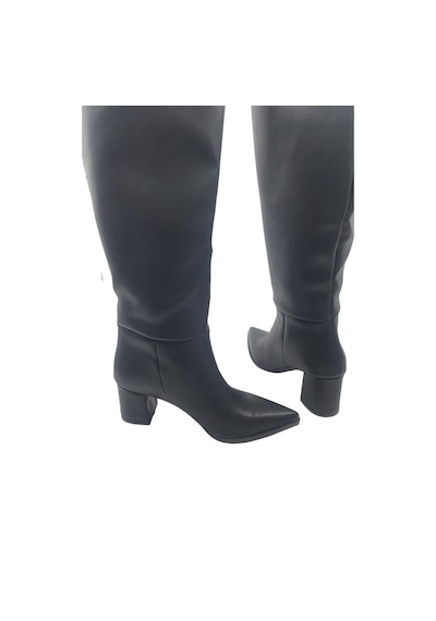 Melen Shoes Elegia Siyah Suni Deri Rahat Kadın Topuklu Çizme Siyah