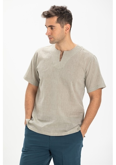 Kısa Kol Şile Bezi Bisiklet Yaka Erkek Tshirt Taş 3031