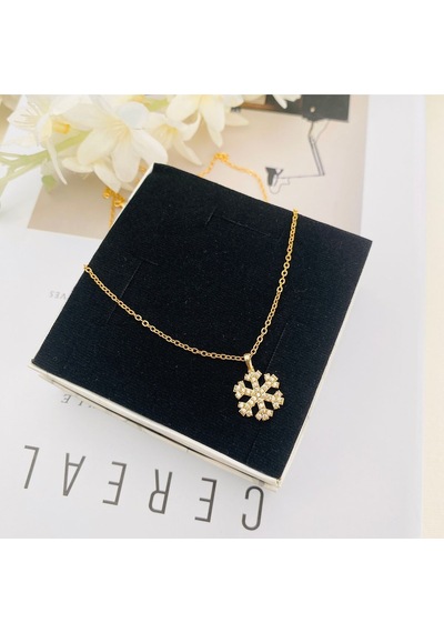 Kar Tanesi Kolye Kadın Zirkon Taşlı Kolye Gold 45cm Gold