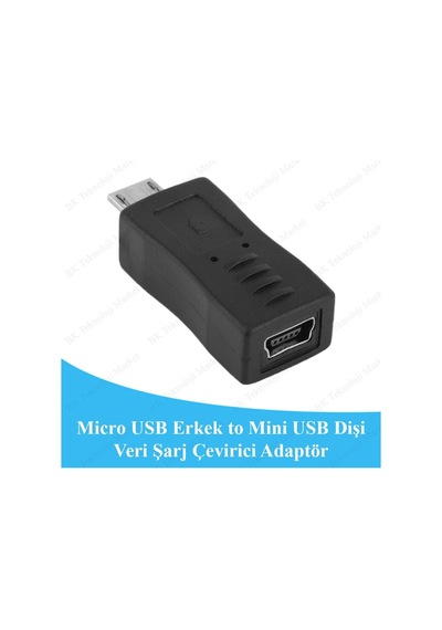 Micro Usb Erkek To Mini Usb Dişi Veri Şarj Çevirici Adaptör