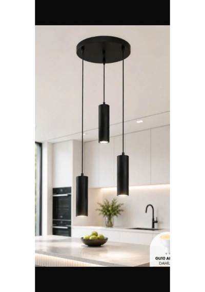 Dekoratif 3 Lü Oturma-giyinme Odası Metal Sarkıt 23 Cm Texture Siyah-beyaz Günışığı Ampullü