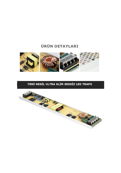 Coral Light Ultra Slim Sessiz Şerit Led Trafosu Metal 12 V Led Trafo Adaptör