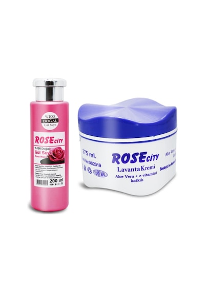 Rose City Gül Suyu 200 ML + Aloe Vera & Vitamin E İçerikli Lavanta Kremi 275 ML